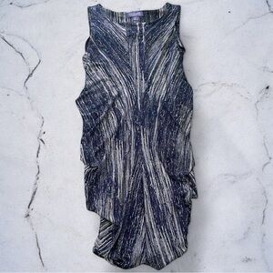 Vivienne Tam Navy and White Patterned Dress
